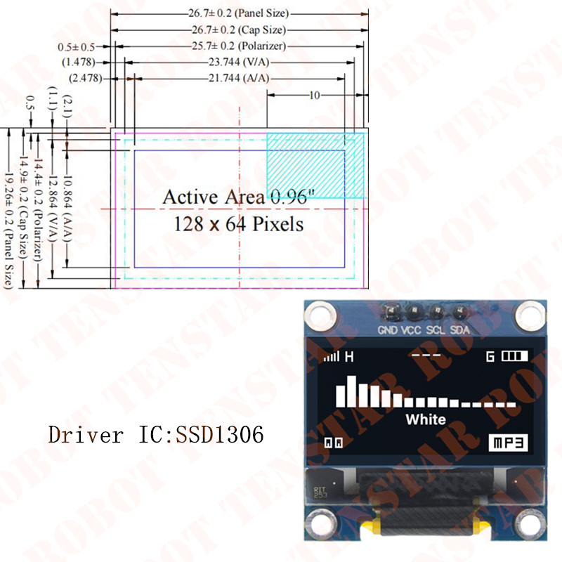 TENSTAR 0.96 pouces OLED SSD13 - Oled Display 0.96 avis et prix