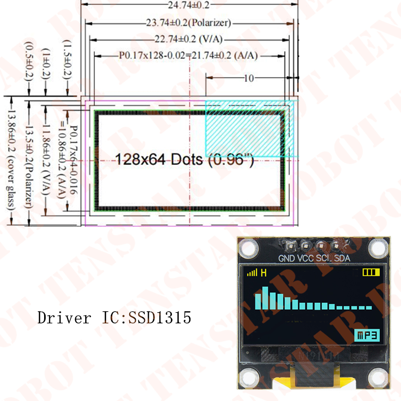 TENSTAR 0.96 pouces OLED SSD13 - Oled Display 0.96 avis et prix