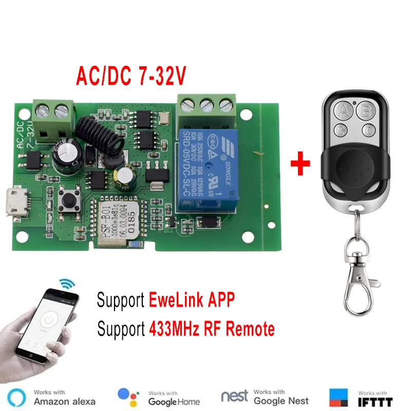 Ewelink AC/DC 5V 7V-32V 1 cana - Relay Module 1 Channel avis et prix