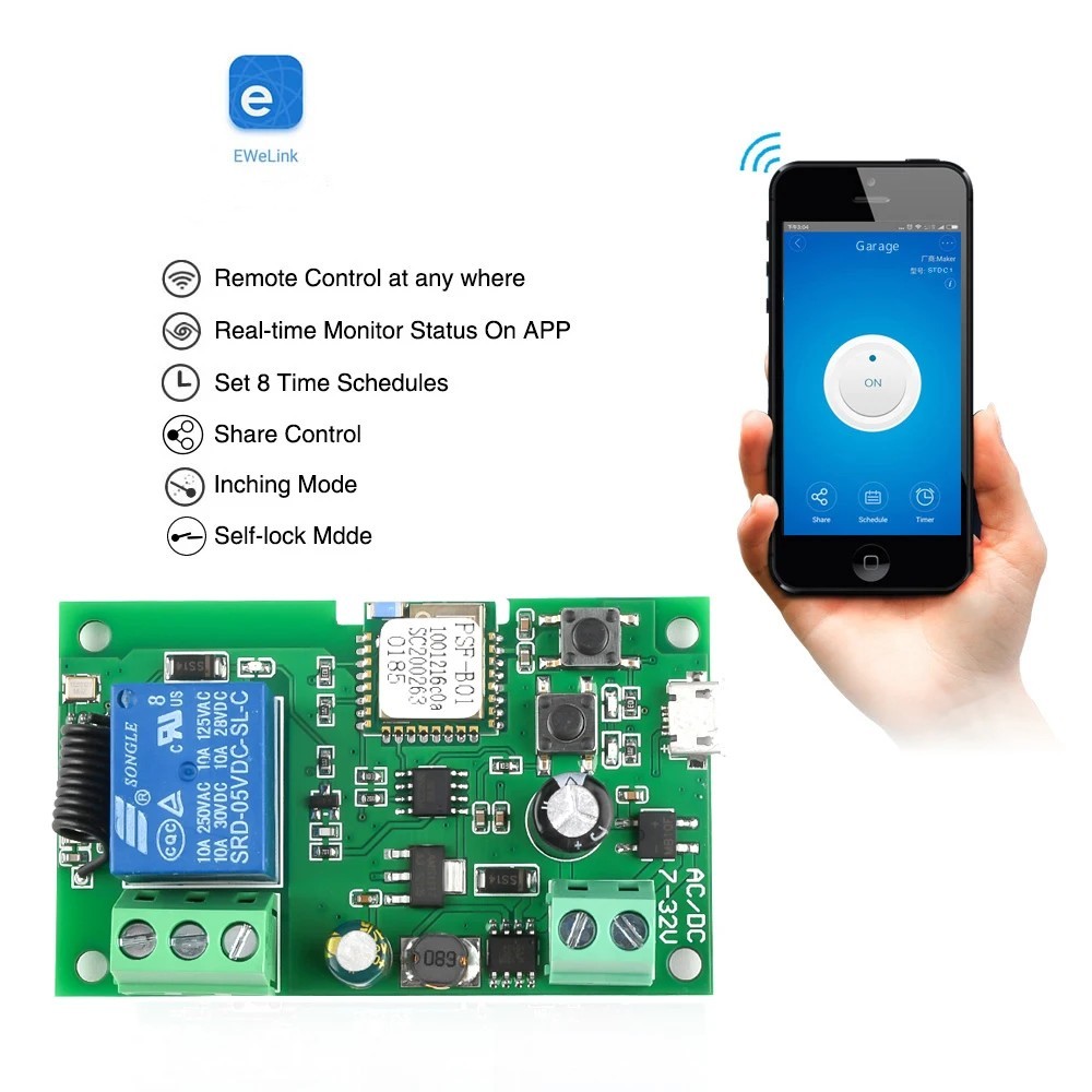 Ewelink AC/DC 5V 7V-32V 1 cana - Relay Module 1 Channel avis et prix