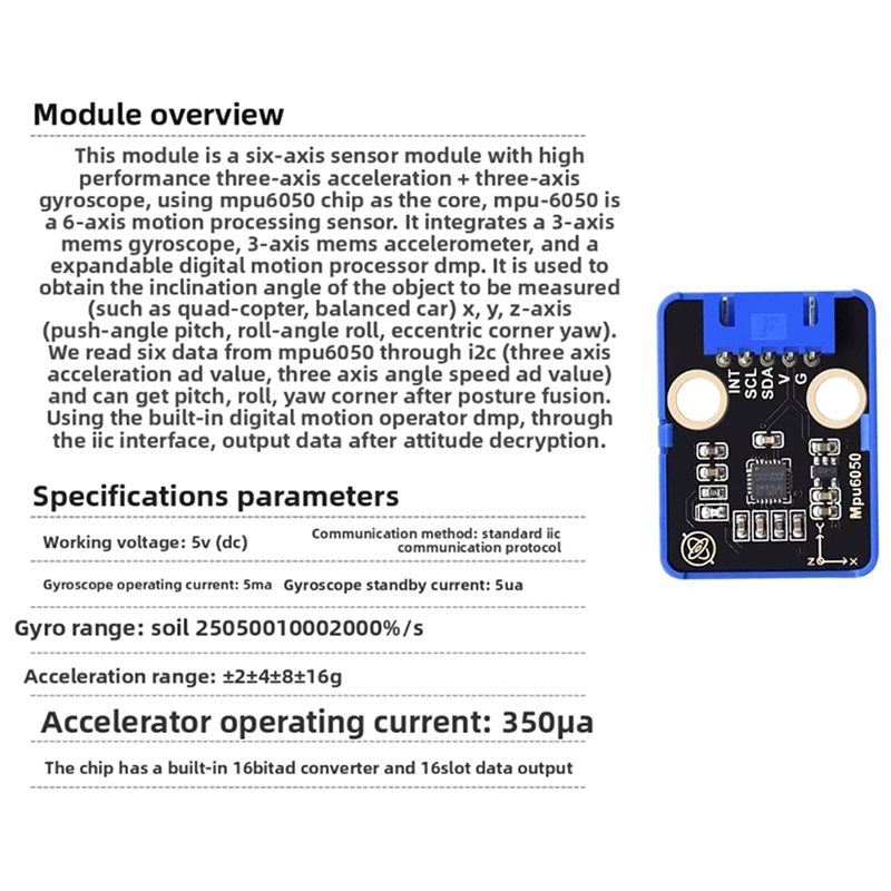 Module de capteur six axes MPU - Mpu6050 avis et prix